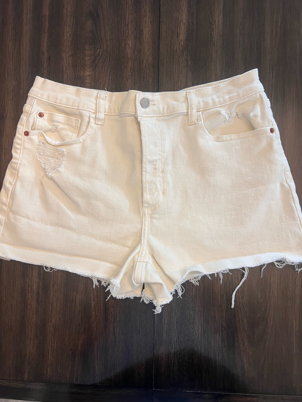 Cello Cream Distressed Denim Cutoff Shorts